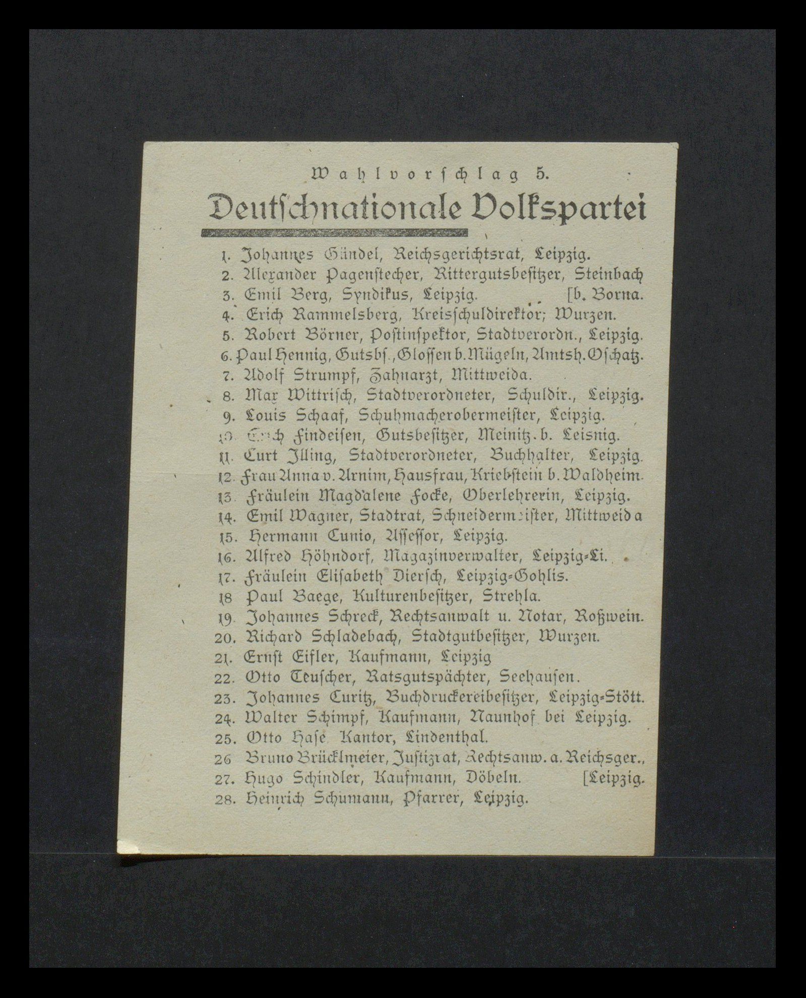 Wahlflugblatt Deutschnationale Volkspartei: "Kommilitonen! Denkt an Versailles! Was deutsch ist, soll deutsch bleiben!" (Rückseite)