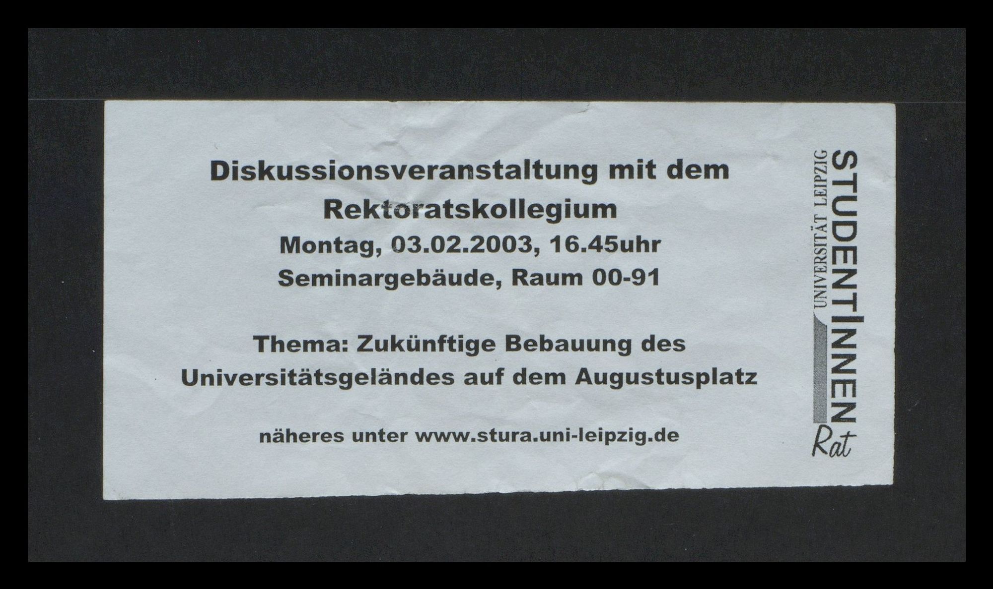 Universität Leipzig StudentInnen Rat: Diskussionsveranstaltung mit dem Rektoratskollegium